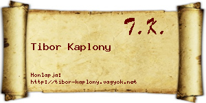 Tibor Kaplony névjegykártya